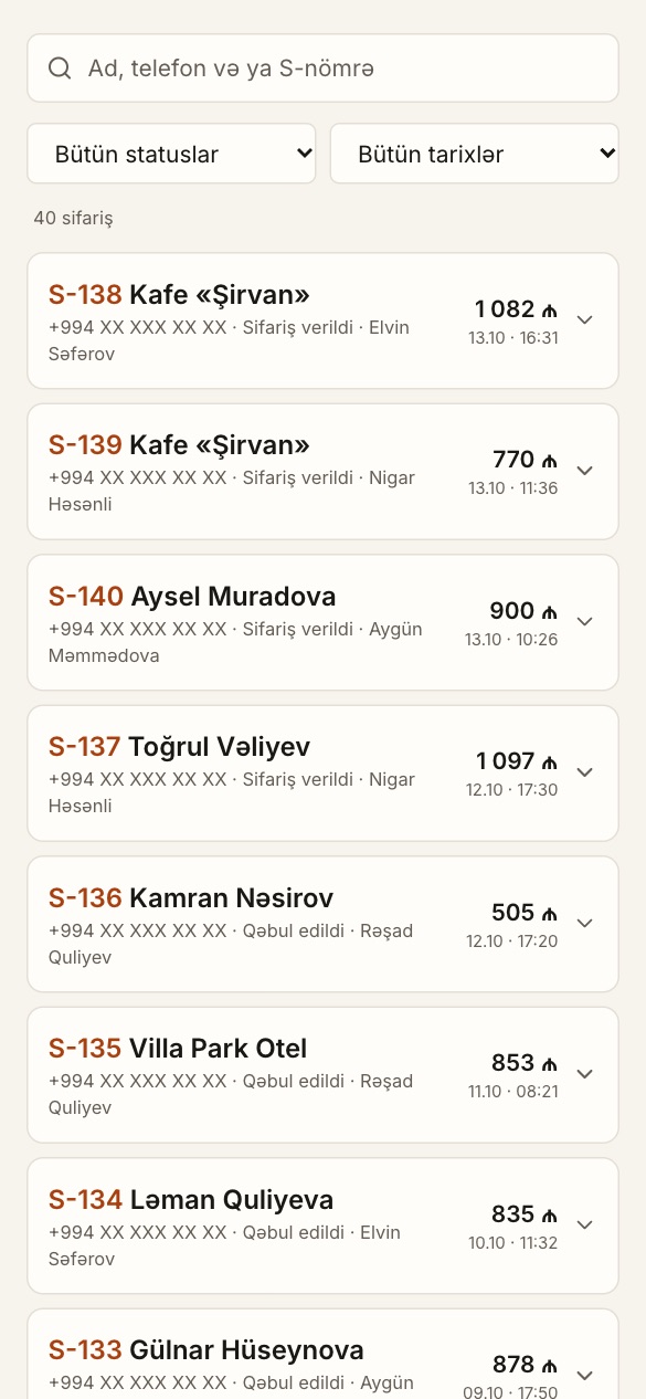 Sifarişlər